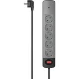 Hama HM.223056 5'li Akım Korumalı Priz 1.5m, Siyah/gri
