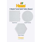 Hama Midi Boncuk Dizme Tablası - 3 Büyük Temel Şekil (Kare - Yuvarlak - Altıgen) Tabla Beyaz Renk