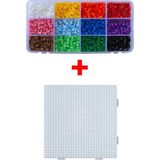 Hama Midi Boncuk - Organizer Kutuda - Karışık 12 Renk 1.800 Adet Boncuk ve Tabla Seti - 5 mm - Karışık Renk