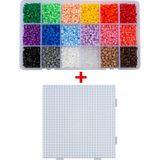 Hama Midi Boncuk - Organizer Kutuda - Karışık 18 Renk 3.600 Adet Boncuk ve Tabla Seti - 5 mm - Karışık Renk