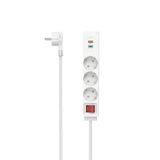 Hama Priz çubuğu, 3'lü, USB-C/A 18W, PD/QC™, şalter, düz, 1,4 m, W