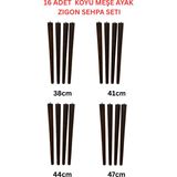 Hamadex 38–41–44–47 cm Koyu Meşe Ayak Mobilya Ahşap Zigon Sehpa Ayağı 4’lü Set | 16 Adet Ayak + 16 Bağlantı Aparatı