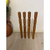 Hamadex 41 cm Açık Meşe Ahşap Ayak 4'lü Set | Konik Torna Tasarım | Sehpa, Sandalye, Tv Ünitesi & Komidin Ayağı | Komple Montaj Seti