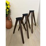 Hamadex 41–44–47 cm Koyu Meşe Ahşap 3’lü Set Sehpa Ayağı 9 Adet + 3’lü Bağlantı Aparatları