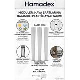 Hamadex 44 cm Beyaz Sert Plastik 3 Adet Ayak Mobilya Sehpa Ayağı + Aparat Balkon Bahçe Sehpa, Sandalye Dış Mekan Iç Mekan