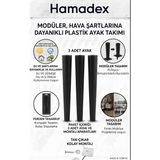 HAMADEX 44 cm Siyah Sert Plastik Dayanıklı Sehpa ve Mobilya Ayağı (3 Adet Ayak + Bağlantı Aparati) Iç ve Dış Mekan