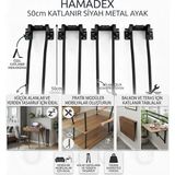 Hamadex 50cm Siyah Metal Katlanır Masa Ayağı (4 Adet) Bahçe Balkon Pratik Yer Sofrası & Masa Ayağı İç ve Dış Mekan Mobilyaları