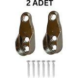 HAMADEX Krom Oval Boru Askı Flanşı 2 Adet Dayanıklı Metal Gövde ile Gardırop ve Dolap İçin