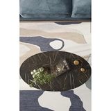 HAMADEX Orta Sehpa Mermer Desen Siyah Salon Sehpa Ahsap Ayaklı 90X50X43