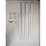 Hamadex Sert Plastik 4 Adet Ayak + Aparatlar Balkon Bahçe Sehpa, Sandalye Dış Mekan Iç Mekan (40-44-48 Cm) - Beyaz - 40cm