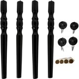 Hamadex Torna Siyah 38 cm Ahşap Ayak (4'lü Set) - Modern Konik Sehpa/masa Ayağı + 4 Bağlantı Aparatı