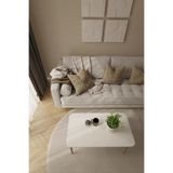 HAMADEX ZION Serisi – Beyaz Orta Sehpa 50×90 cm MDF Tabla Masif Gürgen Ayak Modern