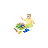 Hamaha Ahşap 16 Parça Geometrik Sekiller Puzzle Vidalama Bultak Oyunu - Ahşap Desenli