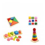 Hamaha Ahşap Eğitici Oyuncak Bultak+geometrik Set +tangram+kule 4lü Set