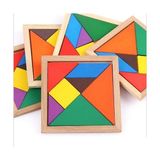 Hamaha Ahşap Tangram 7 Parça Büyük Boy 15 x 15 cm - Ahşap Desenli