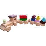 Hamaha Eğitici Ahşap Oyuncak | Ahşap 3 Vagonlu Renkli Geometrik şekiller tren