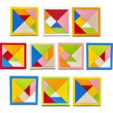 Hamaha Eğitici Ahşap Oyuncak | Çocukların Zihinsel Gelişimi Için 10 Adet Mini Tangram Seti