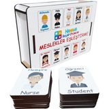 Hamaha Eğitici Ahşap Oyuncak | Meslek Şekilleriyle Zihinsel Becerileri Geliştiren Ahşap Denkleştirme Blokları | 20 Parça Kutulu Eğitici Oyuncak