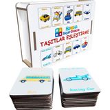 Hamaha Eğitici Ahşap Oyuncak | Taşıt Resimleriyle Zihinsel Becerileri Geliştiren Ahşap Denkleştirme Blokları | 20 Parça Kutulu Eğitici Oyuncak