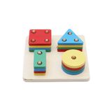 Hamaha Oyuncak Hamaha Wooden Toys Doğal Ahşap Kare 4'lü Geometrik Şekiller