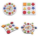 Hamaha Wooden Toys Eğitici Geliştirici 2 in 1 Set Geometrik Saat + Yıldız Montessori Oyunu