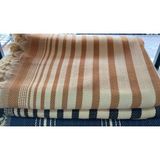 Hamam House Özel Dokuma Pamuklu Yatak Örtüsü - Krem - Kahverengi - 160 x 220 cm