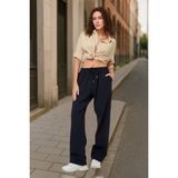 Hambez Alt Eşofman Keten Pantolon Görünümlü Rahat Kalıp Büyük Beden Yazlık Relaxed - Lacivert - 4XL