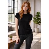 Hamera Bisiklet Yaka Kısa Kollu Siyah Kadın Body - Likralı Viskon HMR8691453002961TY