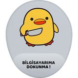 Hamiki Bela Ördek Bilgisayarıma Dokunma Bilek Destekli Mouse Pad Ergonomik Kaymaz Taban Mousepad Fare Altlığı - Gri