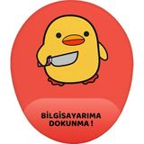 Hamiki Bela Ördek Bilgisayarıma Dokunma Bilek Destekli Mouse Pad Ergonomik Kaymaz Taban Mousepad Fare Altlığı - Kırmızı