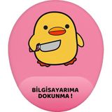 Hamiki Bela Ördek Bilgisayarıma Dokunma Bilek Destekli Mouse Pad Ergonomik Kaymaz Taban Mousepad Fare Altlığı - Pembe