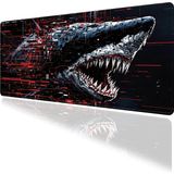 Hamiki Dijital Art Köpekbalığı Temalı Oyun Gaming Klavye Mouse Pad Masa Matı 70X30CM - Çok Renkli