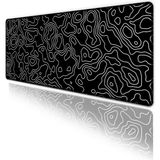 Hamiki Siyah Beyaz Large Gaming Mouse Pad 70x30 cm Kaymaz Taban Dikişli Kenar Masa Matı - Siyah - Beyaz