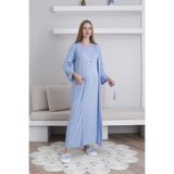 Hamile & Lohusa V Yaka Kısa Kollu Gecelik ve Cepli Sabahlık Kombini-2’li Set Mavi 2XL Beden