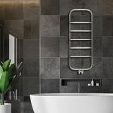 Hammam Paslanmaz Çelik Spin Fırça Mat Inox & Parlak Black Chrome Havlupan - Standart