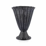 Hammer Eskitme Siyah Vazo, Dövme Dokulu Kaideli Tasarım, 25x25x33 cm, Sofistike Ev Dekorasyonu için