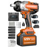 HAMMERKRAFT 15Pilli 128v 10Ah Çift Akülü Premium Ser 1600Nm Darbeli Torklu Somun Bijon Lastik Sökme Takma Makine