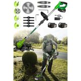 HAMMERKRAFT Alman Teknoloji Profosyonel 21V3Ah Çift Akülü Teleskop Uzatmalı Kömürsüz Motor Dal Çim Çayır Kenar Biçme Makinesi