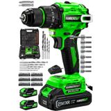 HAMMERKRAFT PROFOSYONEL PREMİUM SERİ ÇİFT BATARYA KÖMÜRSÜZ MOTOR ÇELİK GÖVDE 84 PARÇA UÇ SETLİ ŞARJLI VİDALAMA AKÜLÜ MATKAP