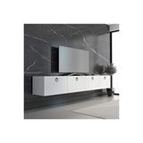 Hamper Tv Ünitesi Beyaz 180 Cm Siyah Kulp