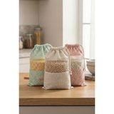 Hamur 3 Adet Bakliyat Kesesi Orta Boy 20x28 cm Erzak Kuru Gıda Saklama Kabı Torbası Fileli Bez Soft-Set - Soft Medium