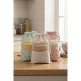 HAMUR 3 Adet Bakliyat Kesesi Orta Boy 20x28 cm Erzak Kuru Gıda Saklama Kabı Torbası Fileli Bez Soft-Set