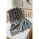 HAMUR 4 Katlı Müslin Bebek Pikesi %100 Pamuk 85x100 cm Yenidoğan Bebek Arabası Puset Örtüsü Battaniye Gri