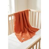 Hamur 4 Katlı Müslin Bebek Pikesi %100 Pamuk 85x100 Yenidoğan Bebek Arabası Puset Örtüsü Battaniye Kiremit - Turuncu - 100 x 85 cm