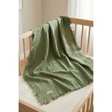 Hamur 4 Katlı Müslin Bebek Pikesi %100 Pamuk 85x100 Yenidoğan Bebek Arabası Puset Örtüsü Battaniye Yeşil - 100 x 85 cm