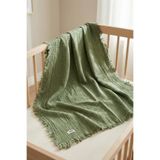 HAMUR 4 Katlı Müslin Bebek Pikesi%100 Pamuk 85x100 cm Yenidoğan Bebek Arabası Puset Örtüsü Battaniye Yeşil