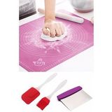 Hamur Açma Matı + Çelik Hamur Kesme Spatulası + Silikon Yumurta Fırçası Ve Spatula 2'li Set