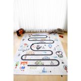 Hamur Araba Yolu Oyun Matı Bebek Çocuk Halısı Gri Yenidoğan Yumuşak Aktivite Etkinlik Örtüsü - 120 x 160 cm