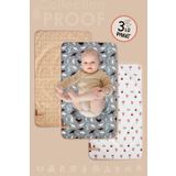 HAMUR Baby Proof 3'lü Alt Açma Değiştirme Örtüsü Sıvı Geçirmez Koruyucu Alez Yıkanabilir Bebek Bakım Pedi