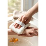 Hamur Bebek Bakım Banyo Lifi Süngeri 10X12 cm Lastikli Ultra Yumuşak Sabun Hazneli Bebek Kesesi - Beyaz